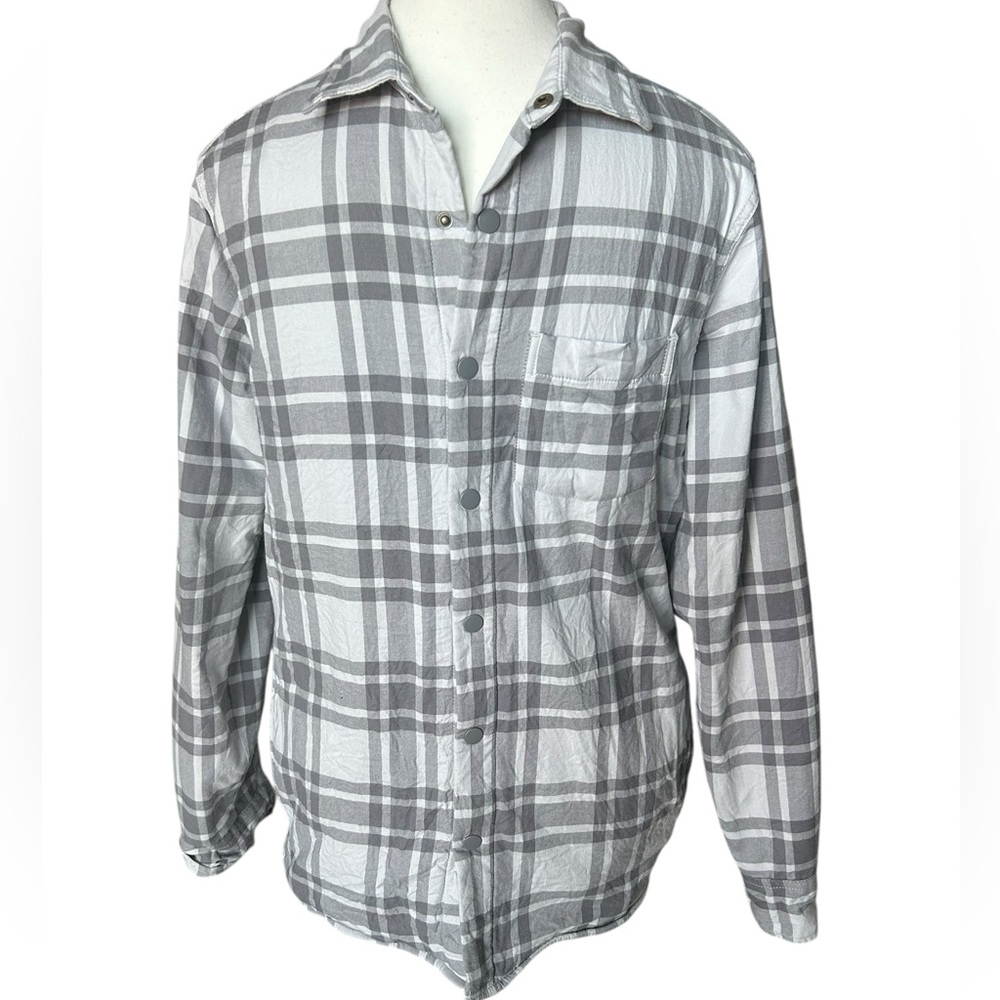 Old Navy Men’s Lined Gray & White Plaid Shirt Jacket XS